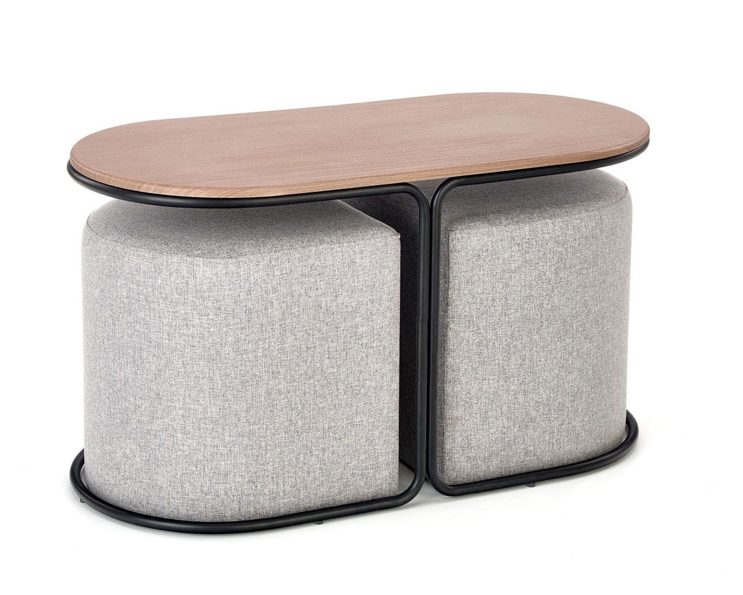 COUCHTISCH Pampa Nussbaum / schwarz / aschgrau 88 / 43 / 49cm - Walnussfarben/Schwarz, Holz/Holzwerkstoff (43/88/49cm) - Feldmann-Wohnen
