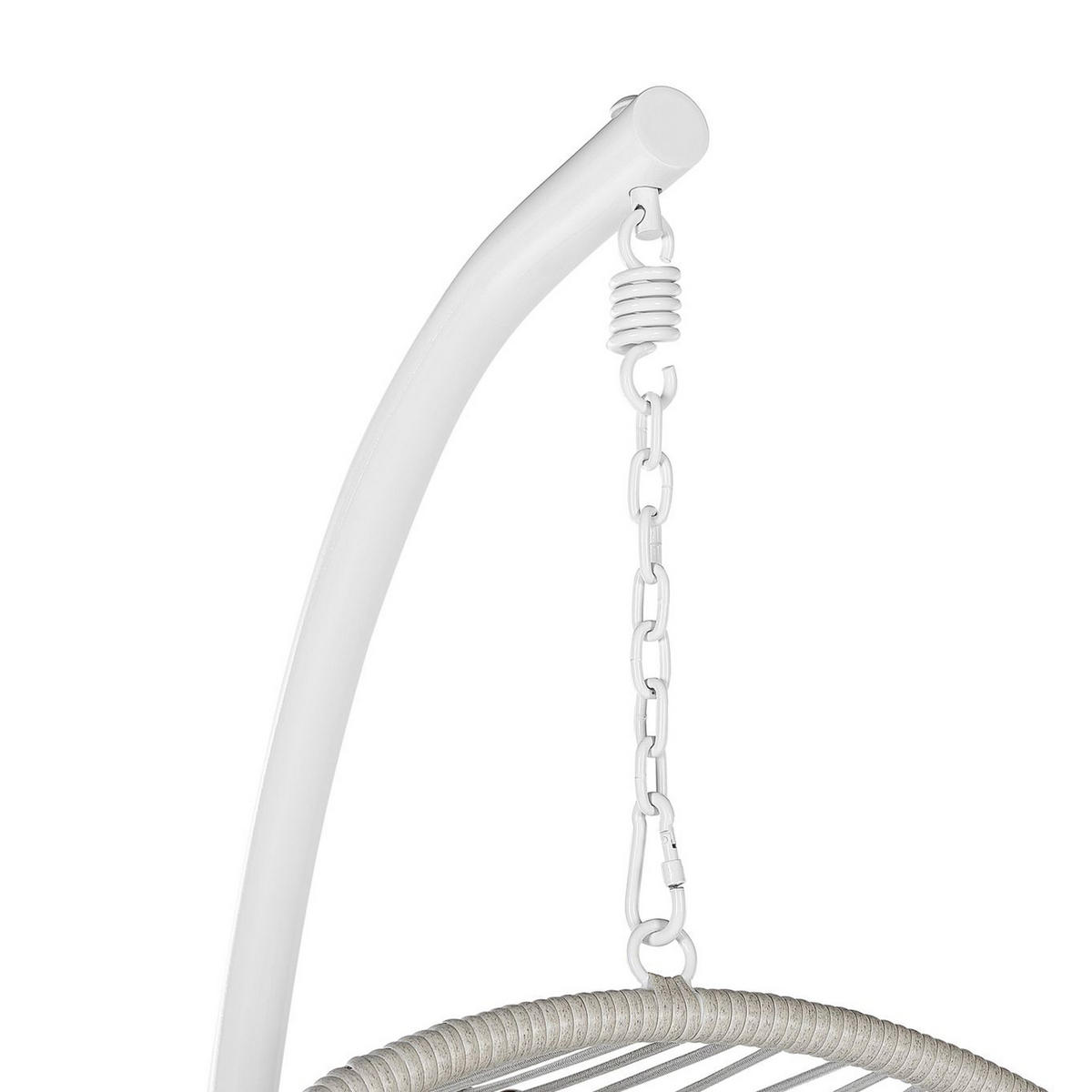 HÄNGESESSEL mit weissem PE Rattangestell Acri - Weiß, Kunststoff (98/197/120cm) - Beliani
