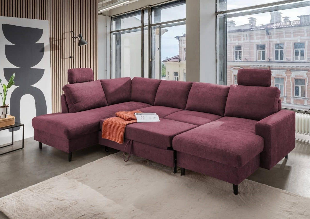 WOHNLANDSCHAFT mit Schlaffunktion und Bettkasten - Pink/Dunkelrosa, Kunststoff/Textil (305/88/200cm) - myHomelando