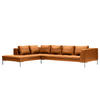 ECKSOFA mit Ottomane - Chromfarben/Cognac, Leder/Metall (319/230cm) - home24