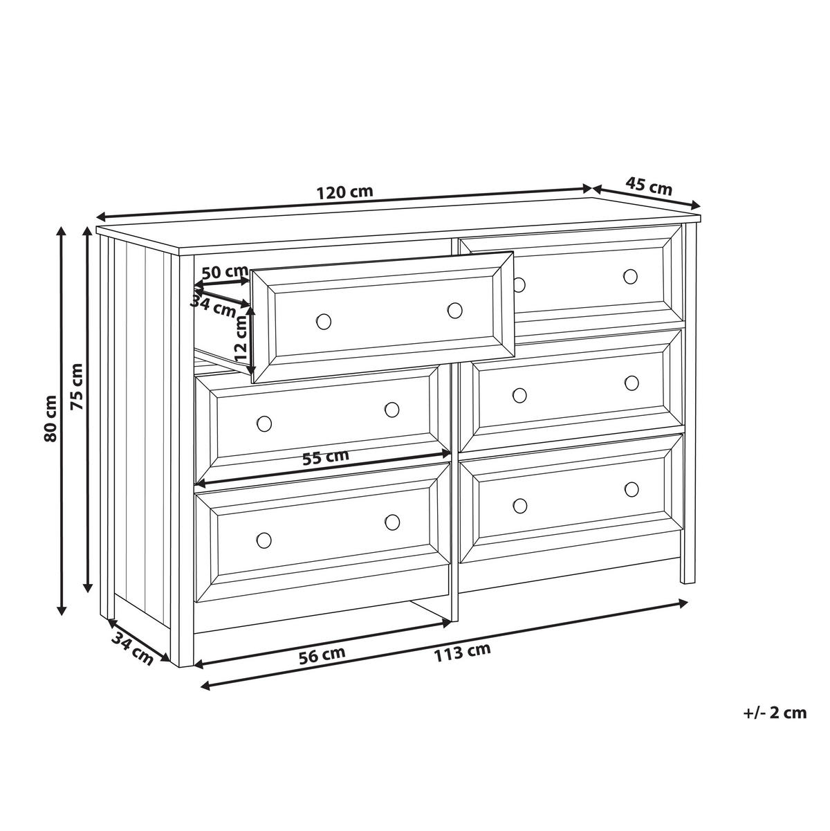 KOMODA s 6 zásuvkami Bílá Hazelvale - bílá, kompozitní dřevo (120/80/45cm) - Beliani