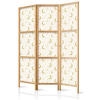 PARAVENT Japanischer 3-tlg 135x172 cm Monde Und Sterne - Gelb, Holz/Textil (135/172/3cm) - Muralo
