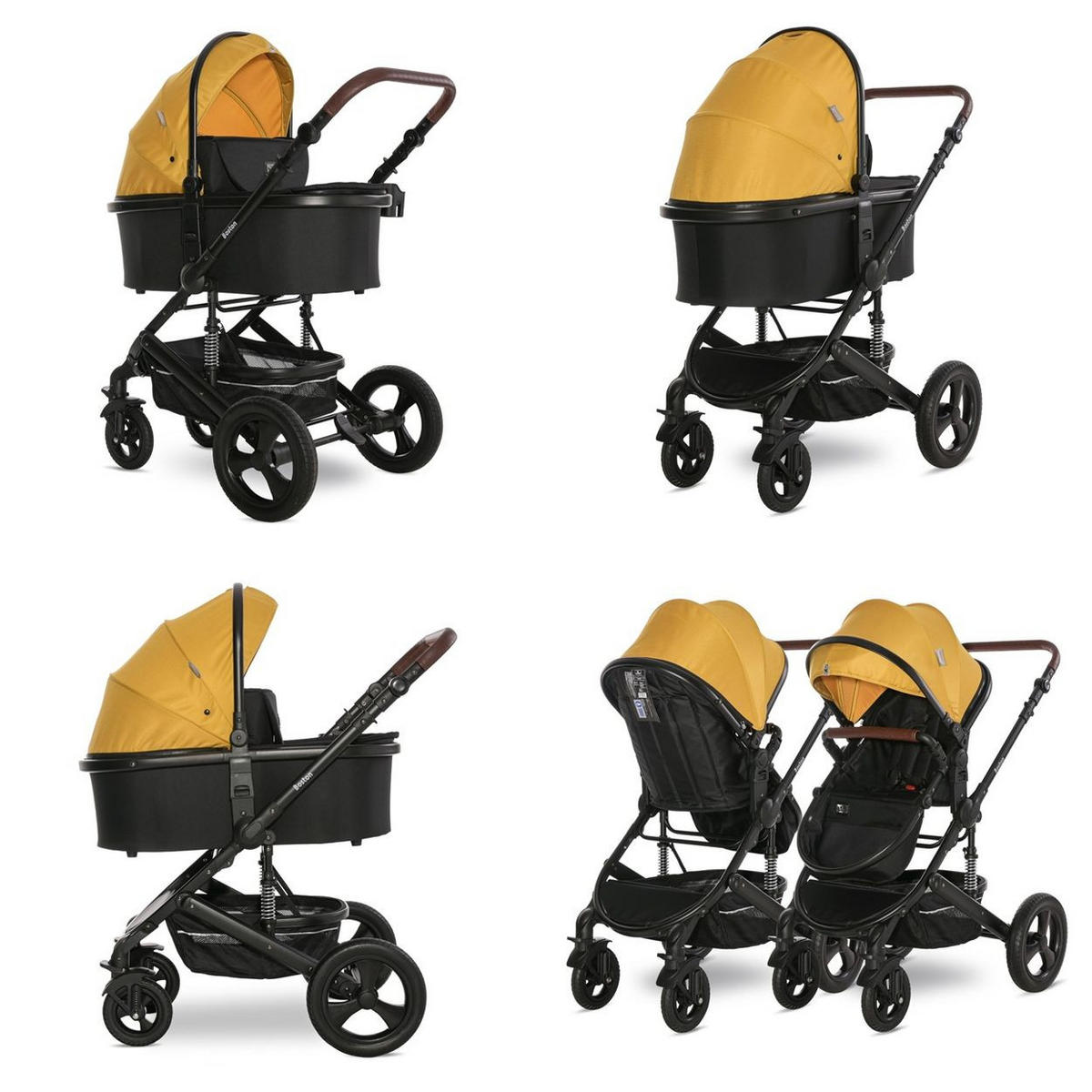 KOMBIKINDERWAGEN Boston 2 in 1 Sportsitz Babywanne Mückennetz bis 22 kg - Gelb, Metall (106/60/118cm) - Lorelli