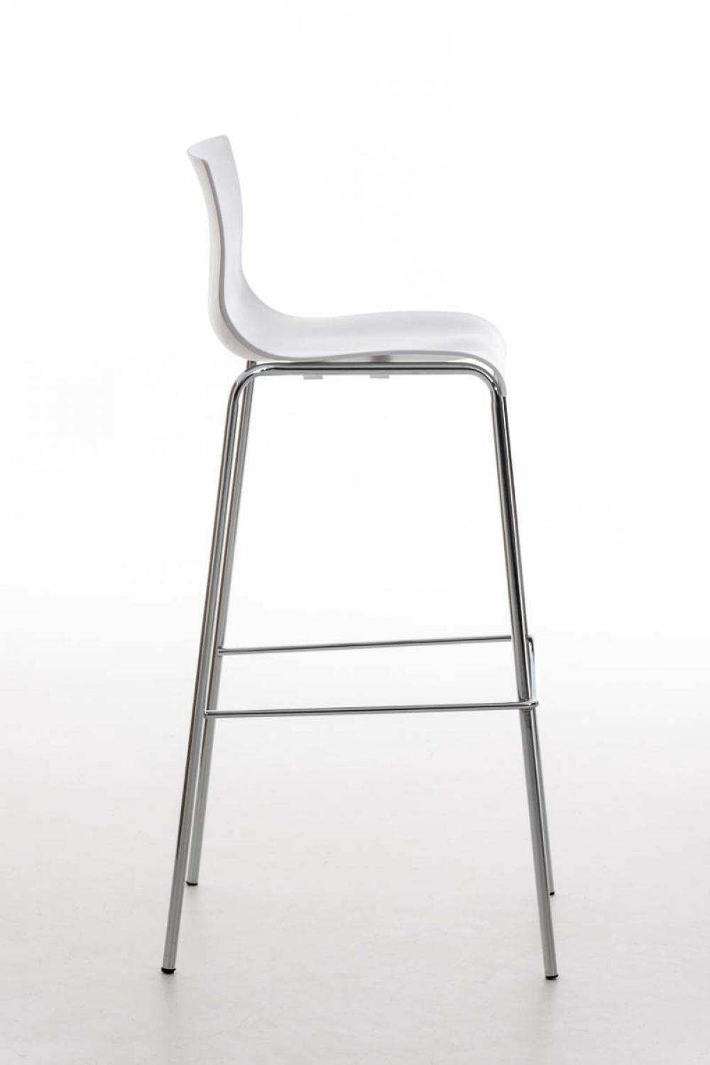 BARHOCKER 2er Set Kunststoff weiß - Chromfarben/Weiß, Kunststoff/Metall (43/100/48cm) - CLP
