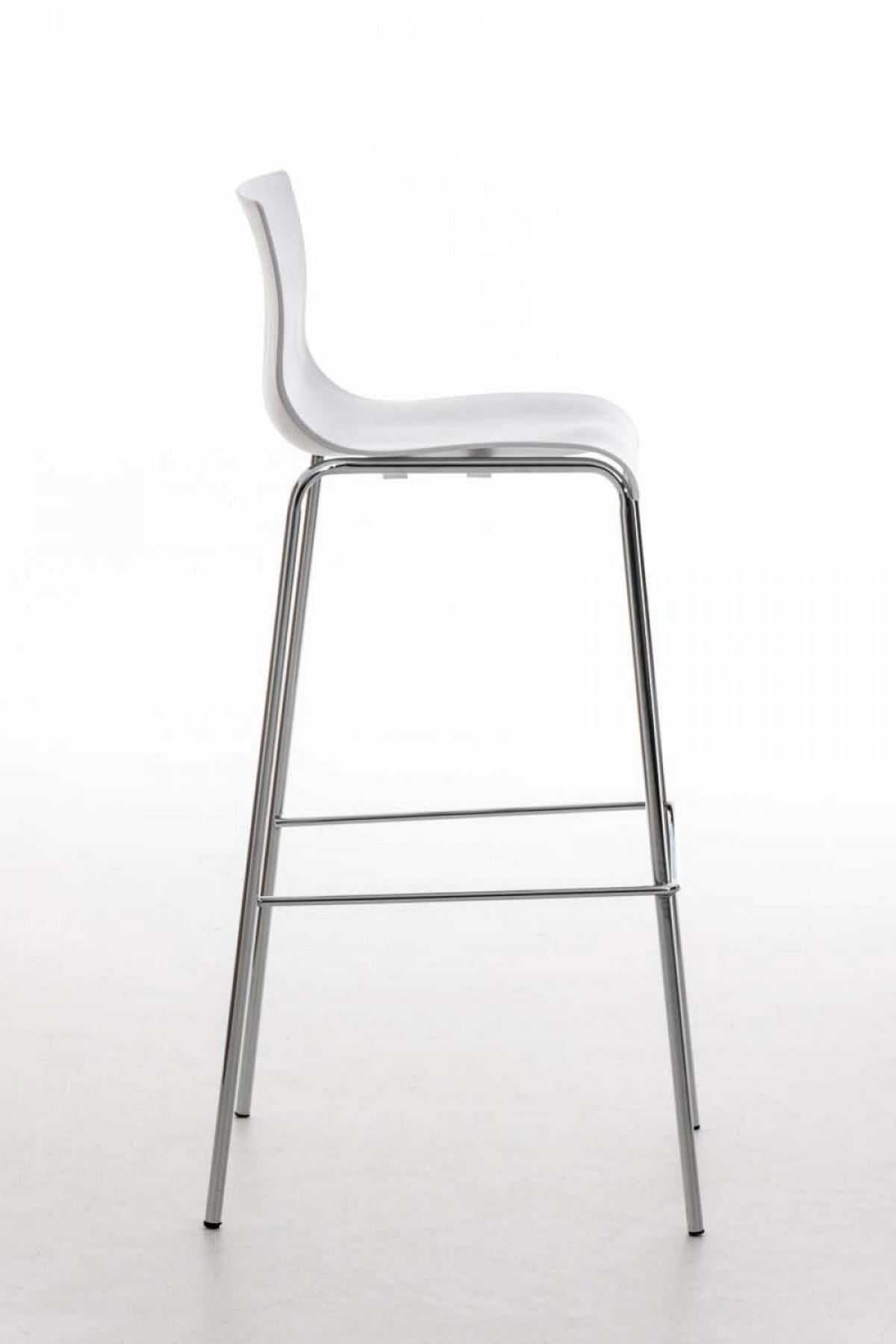 BARHOCKER Kunststoff Weiß - Chromfarben/Weiß, Kunststoff/Metall (43/100/48cm) - CLP