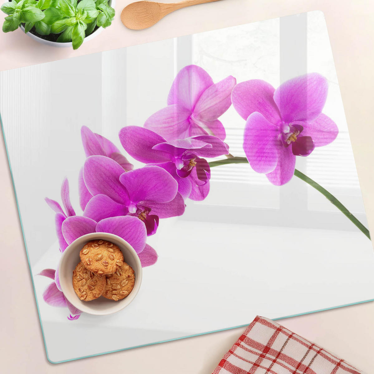 GLASPLATTE 60x52 cm Rosa Orchidee - Pink, Glas (60/0.4/52cm) - TULUP