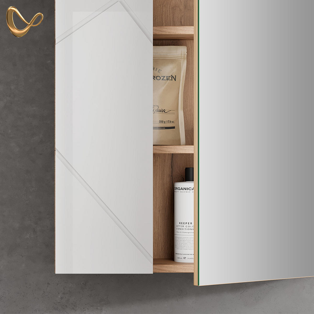 SPIEGELSCHRANK Ronco Weiß/Eiche 60 x 75 cm - Eiche Wotan/Weiß, Holzwerkstoff (60/75/17.2cm) - Livinity®