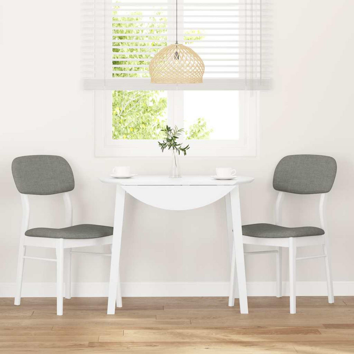ESSZIMMERSTÜHLE mit Kissen 2 Stk. Weiß Massivholz Gummibaum 45*56*86.5cm - Weiß/Grau, Holz (45/86.5/56cm) - ZMH