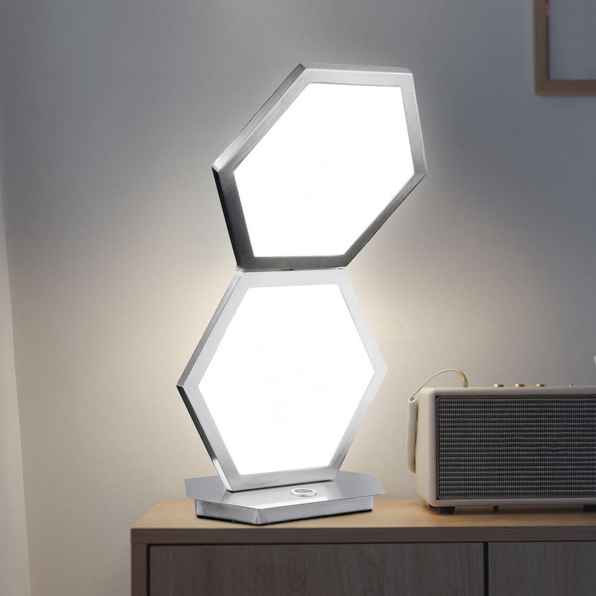LED TISCHLEUCHTE SIGNE Silber Acryl Aluminium - Silberfarben, Metall (22/13.5/38cm) - Wofi