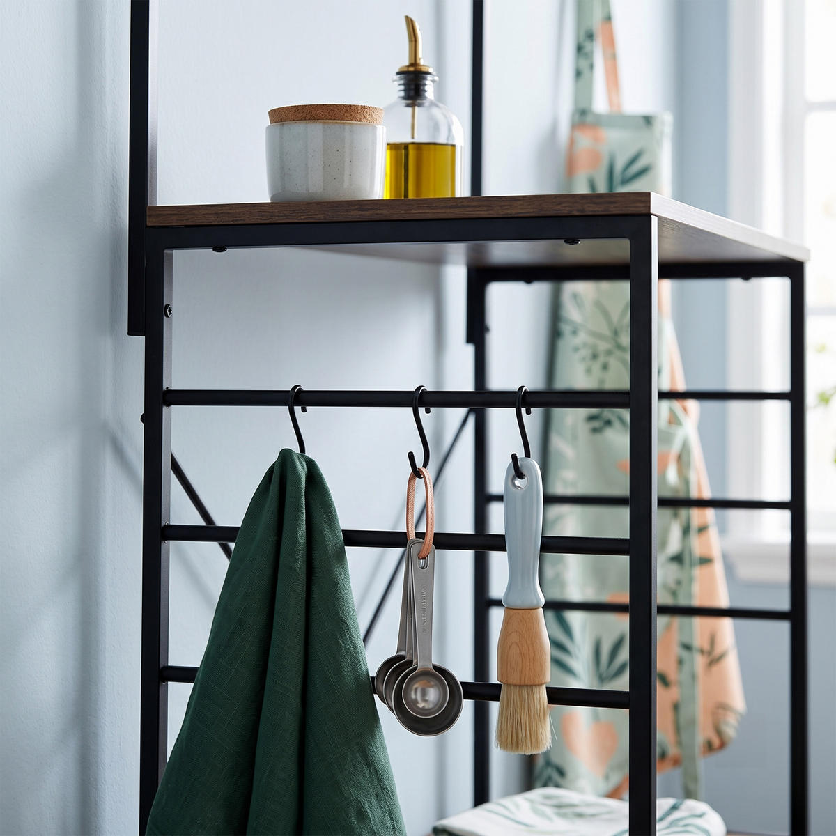KÜCHENREGAL Schwarz Industrial 4 Ablagen - Braun, Holzwerkstoff/Metall (60/123/40cm) - Relaxdays
