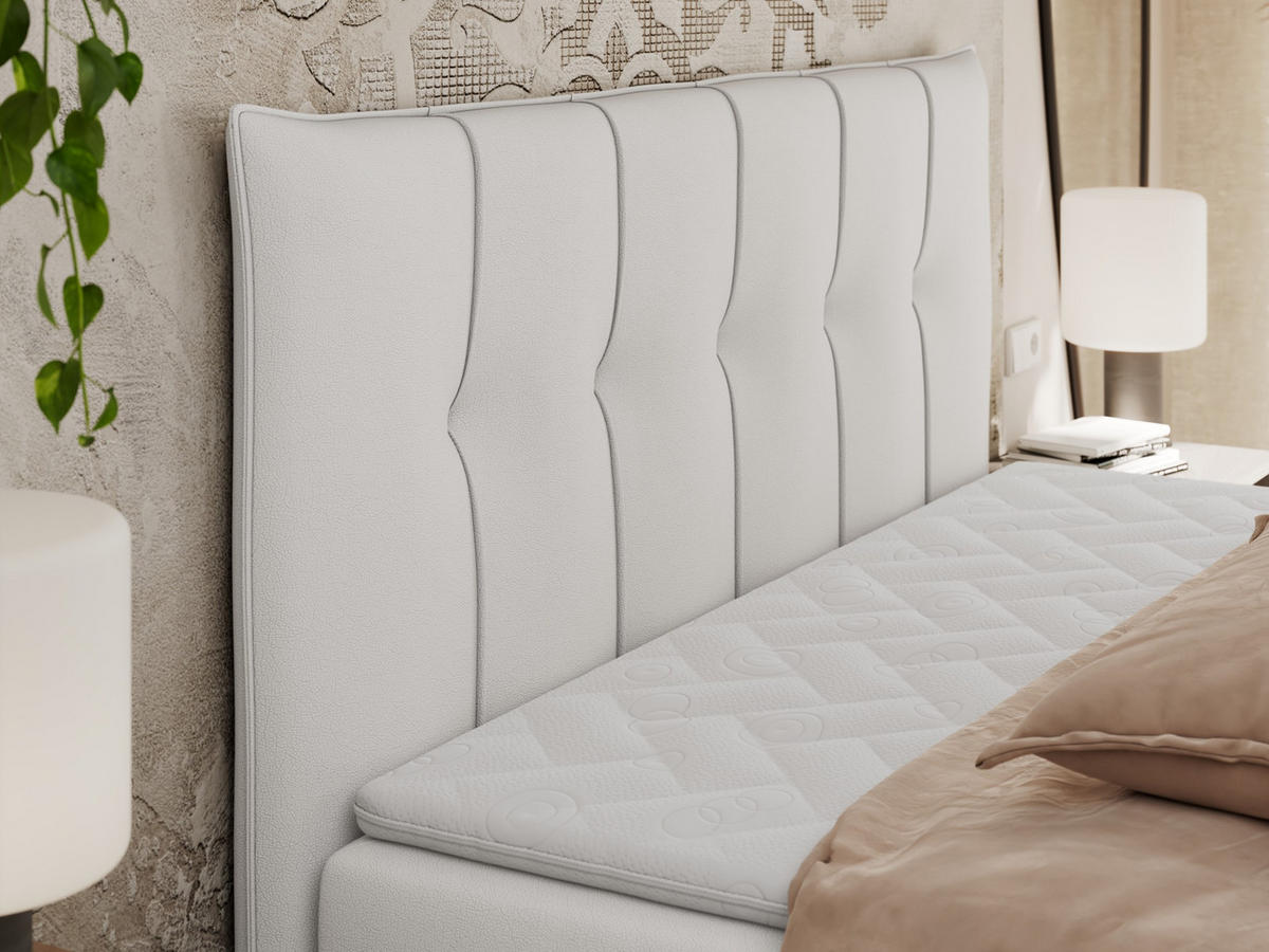 BOXBETT PREMIUM 10 160/200 Weiß Kunstleder - H3 - Weiß, Holz/Textil (160/200cm) - MKS