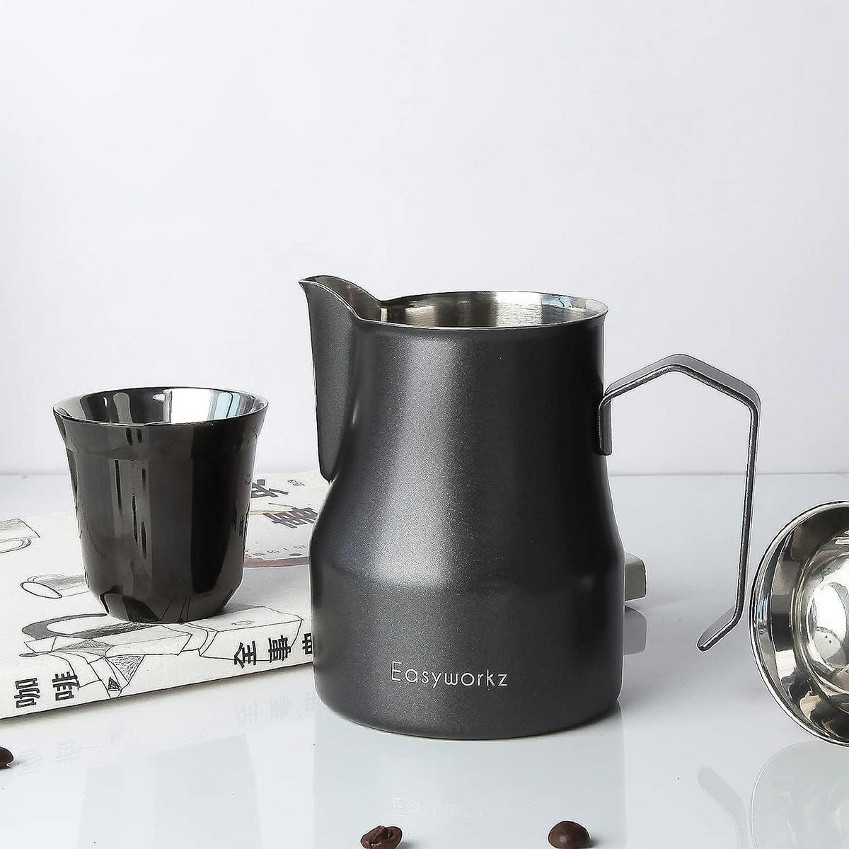 MILCHAUFSCHÄUMKRUG Edelstahl 350 ml Schwarz - Anthrazit, Metall (10.8/10.8cm)