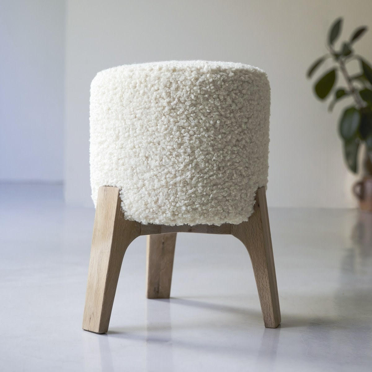 HOCKER Drum Weiß aus Stoff - Weiß, Textil (40/48/40cm) - Tikamoon