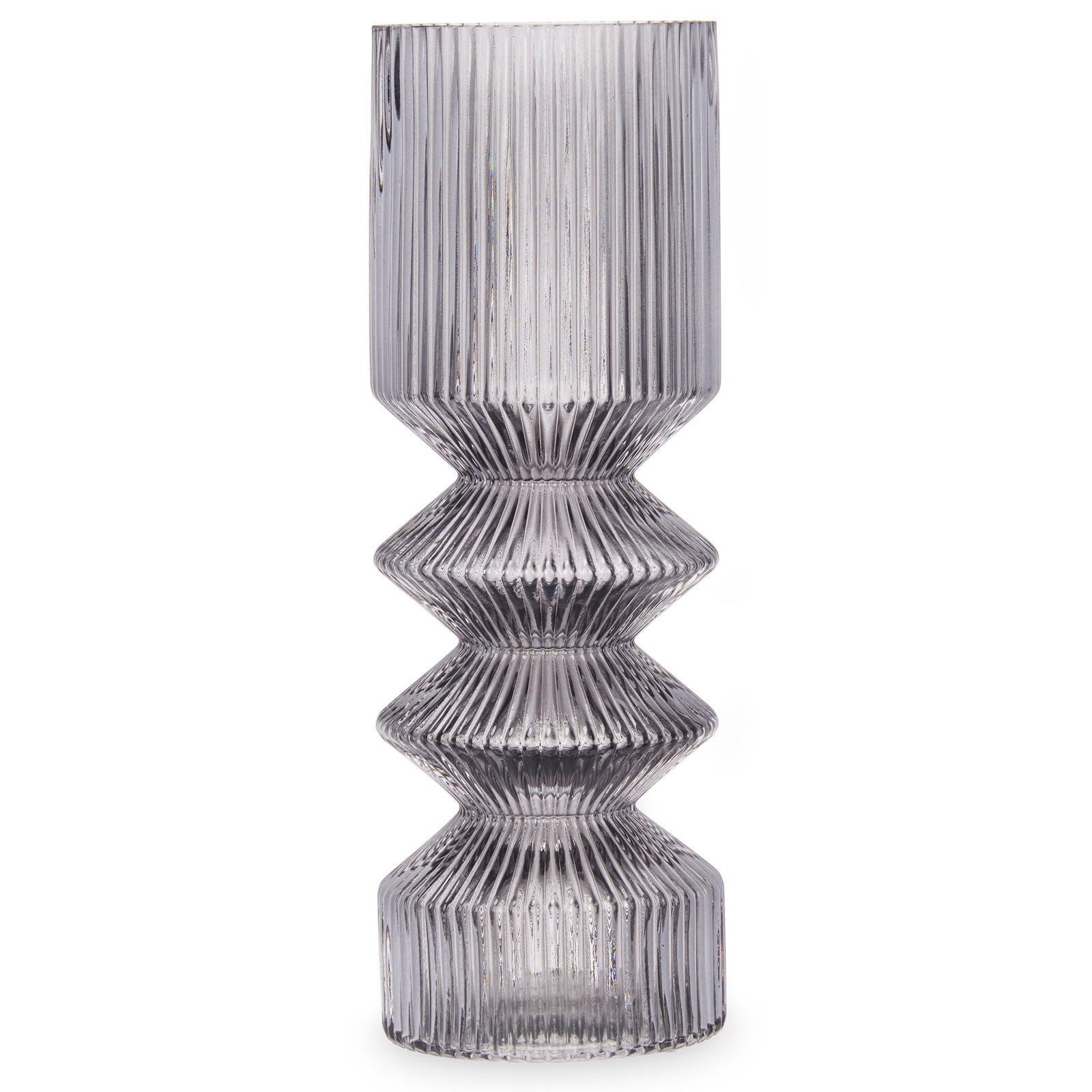 VASE geriffelt Glas 8/23 cm - Grau, Glas (23cm) - Giftdecor
