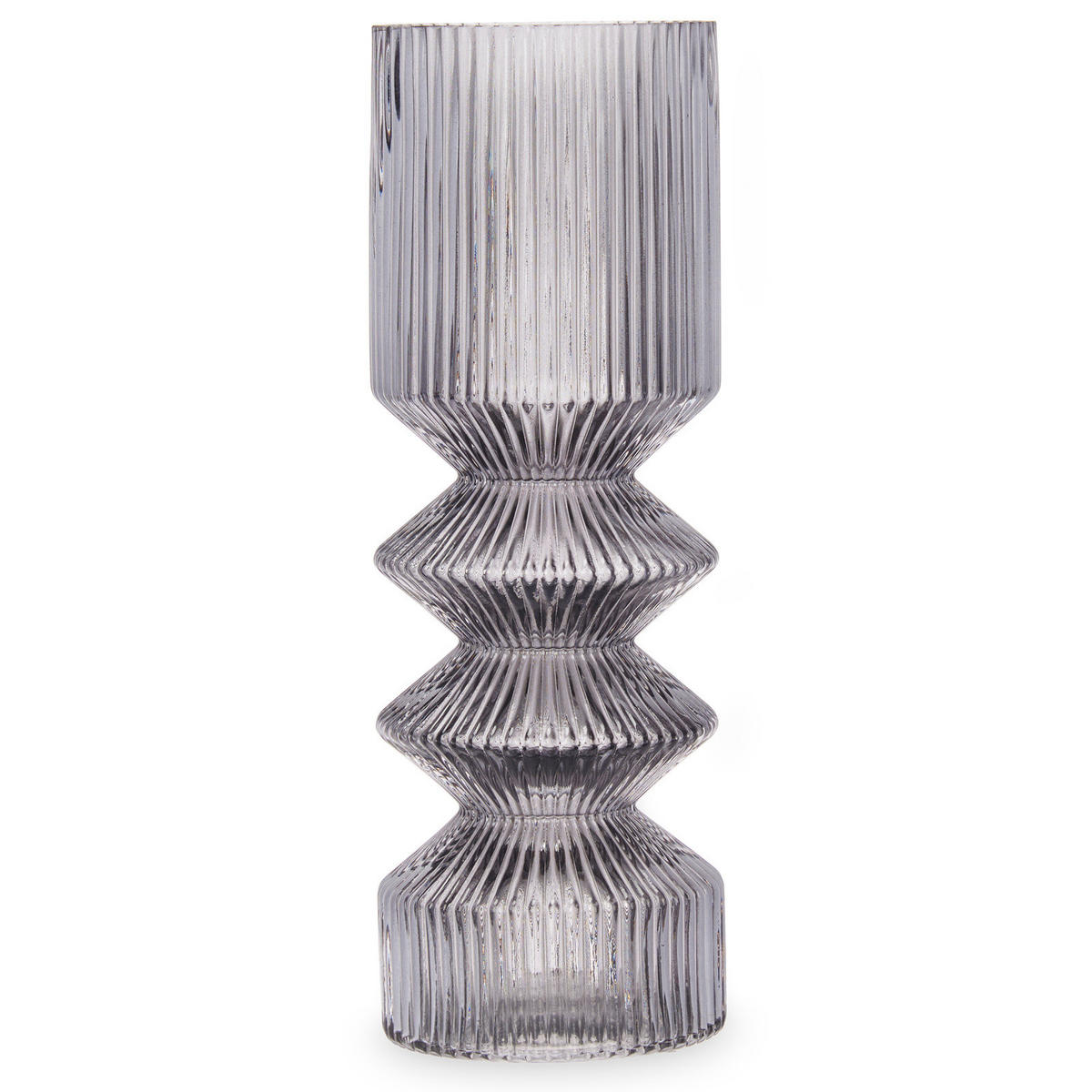 VASE geriffelt Glas 8/23 cm - Grau, Glas (23cm) - Giftdecor