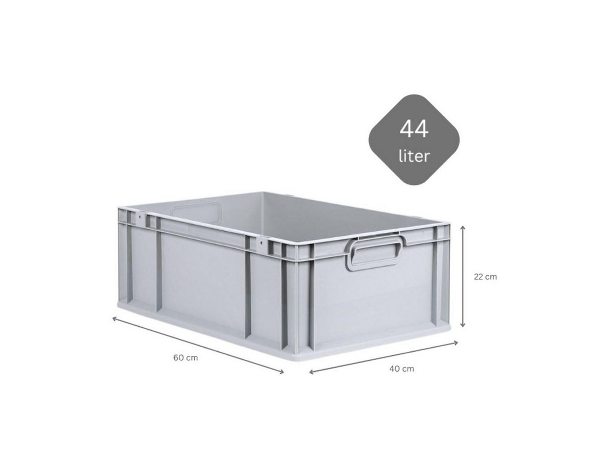 EUROBOX 5x Nextgen Economy Griffe Geschlossen 22x40x60cm 44 Liter - Grau, Kunststoff (40/22/60cm) - PROREGAL