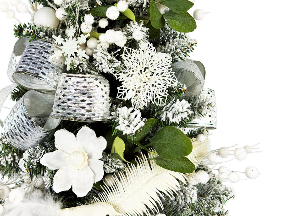 LAALU WEIHNACHTSBAUM geschmückt künstlich WHITE MELODY 60 cm mit LED-Beleuchtung IN FLOWER - Silberfarben/Weiß, Kunststoff (60cm) - LAALU
