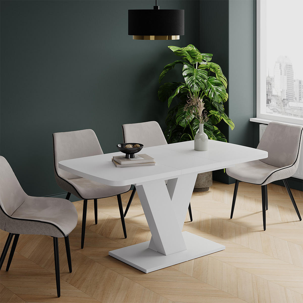 JEDÁLENSKÝ STÔL Fenaro Biela/biela - biela, kompozitné drevo (80/120/77.4cm) - Vicco