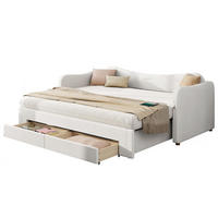 POLSTERBETT 90x200cm mit USB-Anschluss in Beige Samt - Beige, Holz/Textil (90/200cm) - KOMHTOM