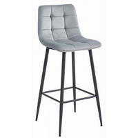 BARHOCKER Silbergrauer Velours, Gepolsterte Rückenlehne, Bequem Und Modernes Design Für Die Küche Oder Die Theke - Grau, Textil (46/104/33cm) - Best For Home