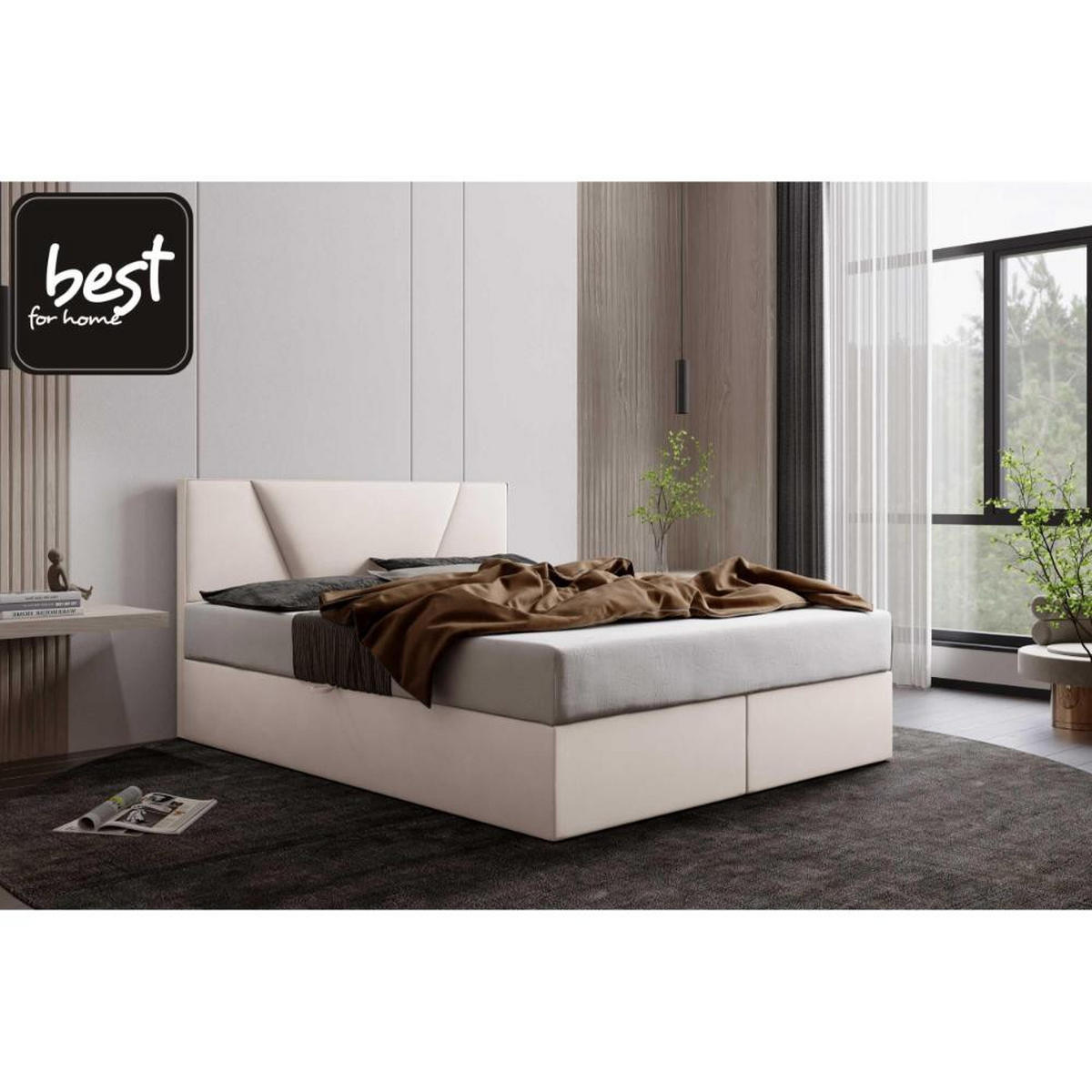 BOXBETT Jubilee Bonellfederkern inkl - Creme, Holz/Holzwerkstoff (140/200cm) - Best For Home