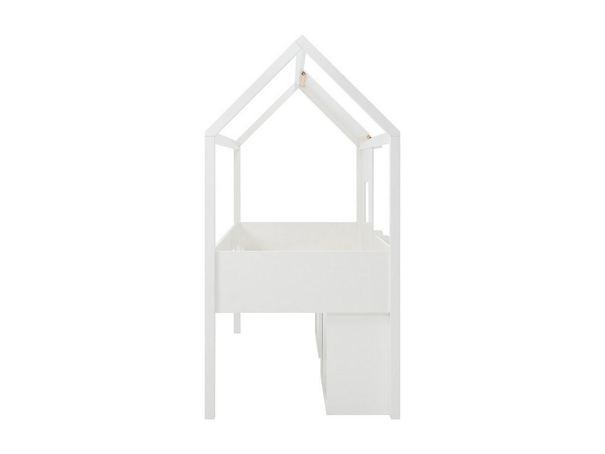 HAUSBETT - 1 Person - Holz, Platte, Holz, Platte - Weiß - - Weiß, Holz (90/190cm) - Vente-Unique