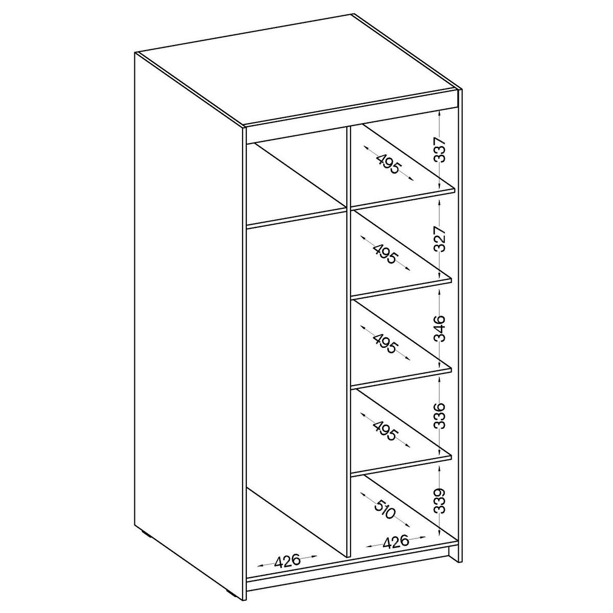 DREHTÜRENSCHRANK ELENORA 89,7/190,5/53cm 2-türig Sonoma Eiche - Sonoma Eiche, Holzwerkstoff (89.7/190.5/53cm) - MASSENO