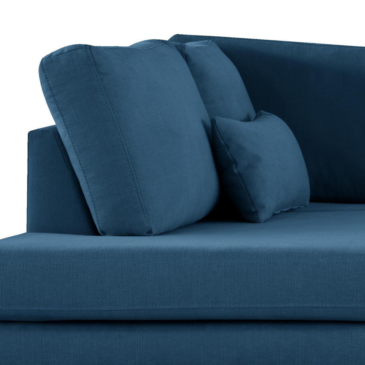 WOHNLANDSCHAFT mit Longchair - Blau/Eichefarben, Naturmaterialien/Eichenholz (371/81/219cm) - home24