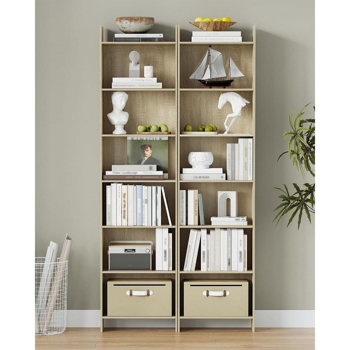 BÜCHERREGAL Standregal 7 Fächer Eichenbeige 24 x 48 x 197,4 cm - Beige, Holzwerkstoff (48/197.4/24cm)