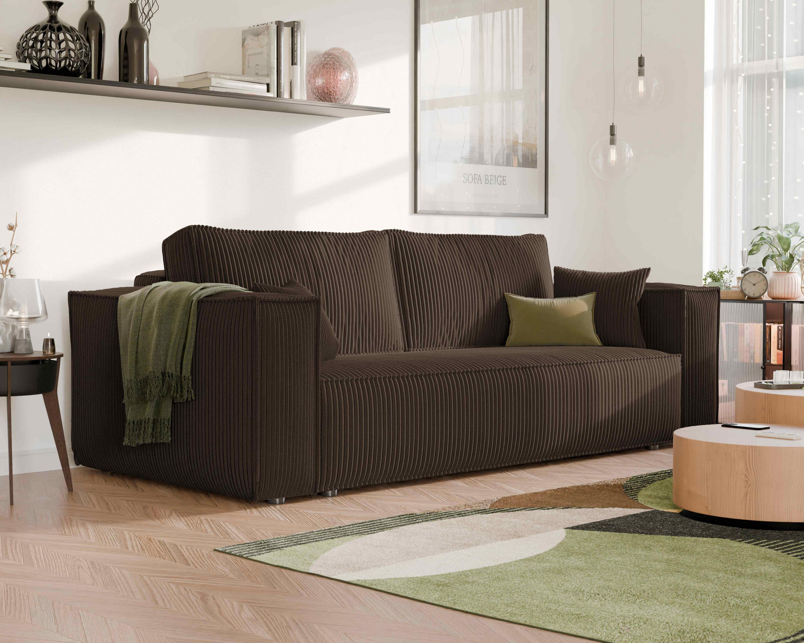 Thumbnail - Idohome Sofa, Braun, Textil, 3-Sitzer, 240x84x105 cm, Wohnzimmer, Sofas & Couches, Schlafsofas