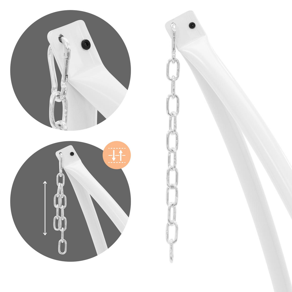 HÄNGESESSELGESTELL 208 cm, Metall - Weiß, Metall (110/110/208cm) - ML-DESIGN