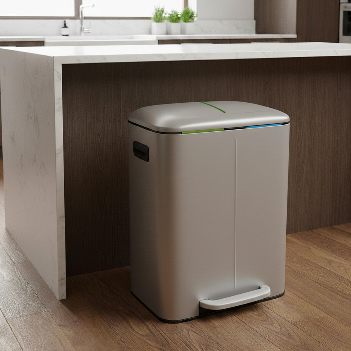 MÜLLEIMER - Silberfarben, Kunststoff/Metall (44.5/60/41cm) - Relaxdays