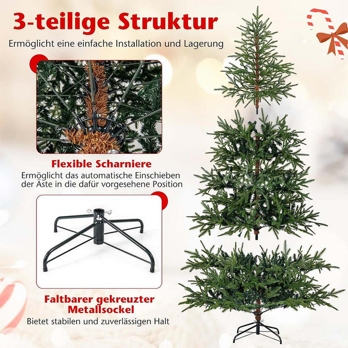 WEIHNACHTSBAUM mit 300 mehrfarbigen LEDs 210cm Grün - Grün, Metall (210cm) - COSTWAY
