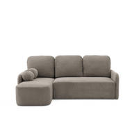ECKSOFA CASPER L Links mit Schlaffunktion 132x198 Cord Hellbraun - Hellbraun/Schwarz, Holz/Kunststoff (217/145cm) - Muffo