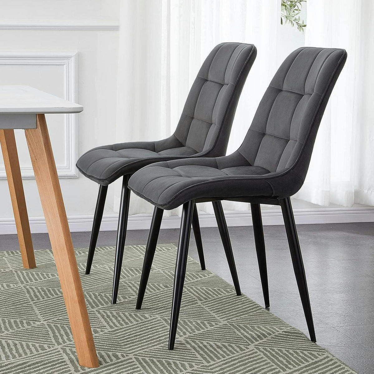 ESSZIMMERSTÜHLE 6er Set Samt Dunkelgrau - Anthrazit, Textil (44/86/44cm)