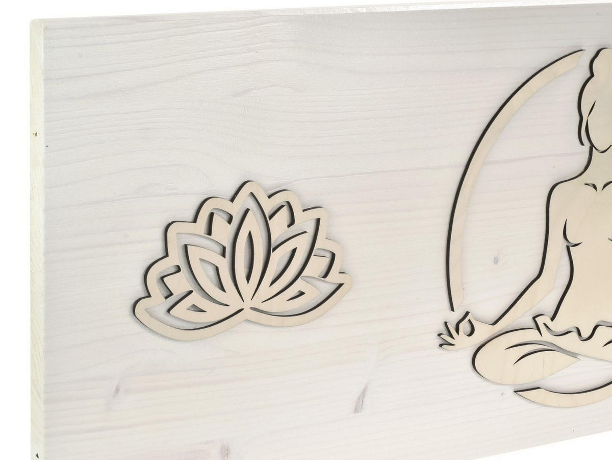 HOLZBILD Yoga weiß Padmasana - Lotussitz 80x30 cm - Weiß, Holz (80/30cm) - Raumzutaten