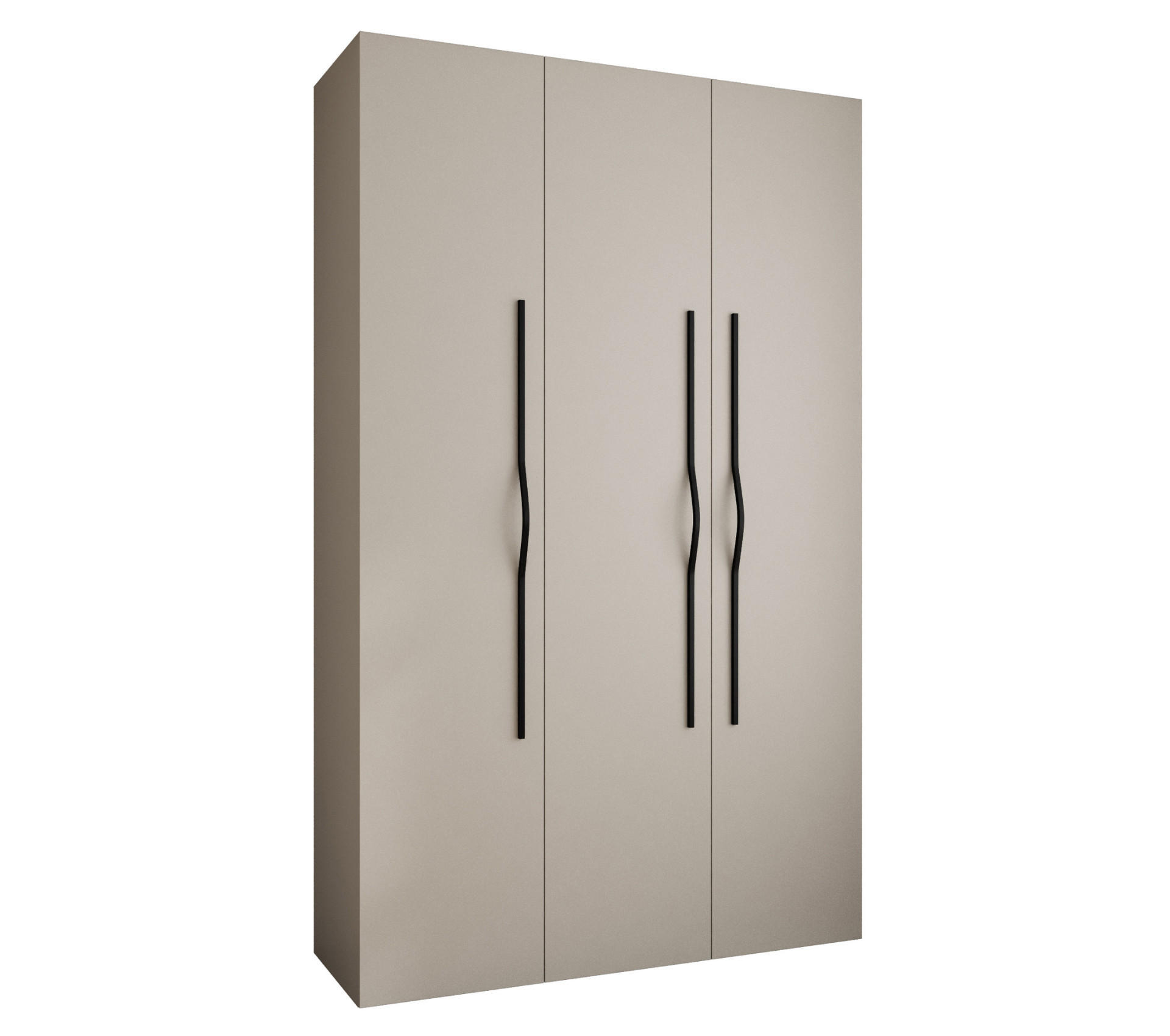 DREHTÜRENSCHRANK 245,5/150/50 3-türig - Kaschmir/Schwarz, Holz/Metall (150/245.5/50cm) - Abiks Möbel