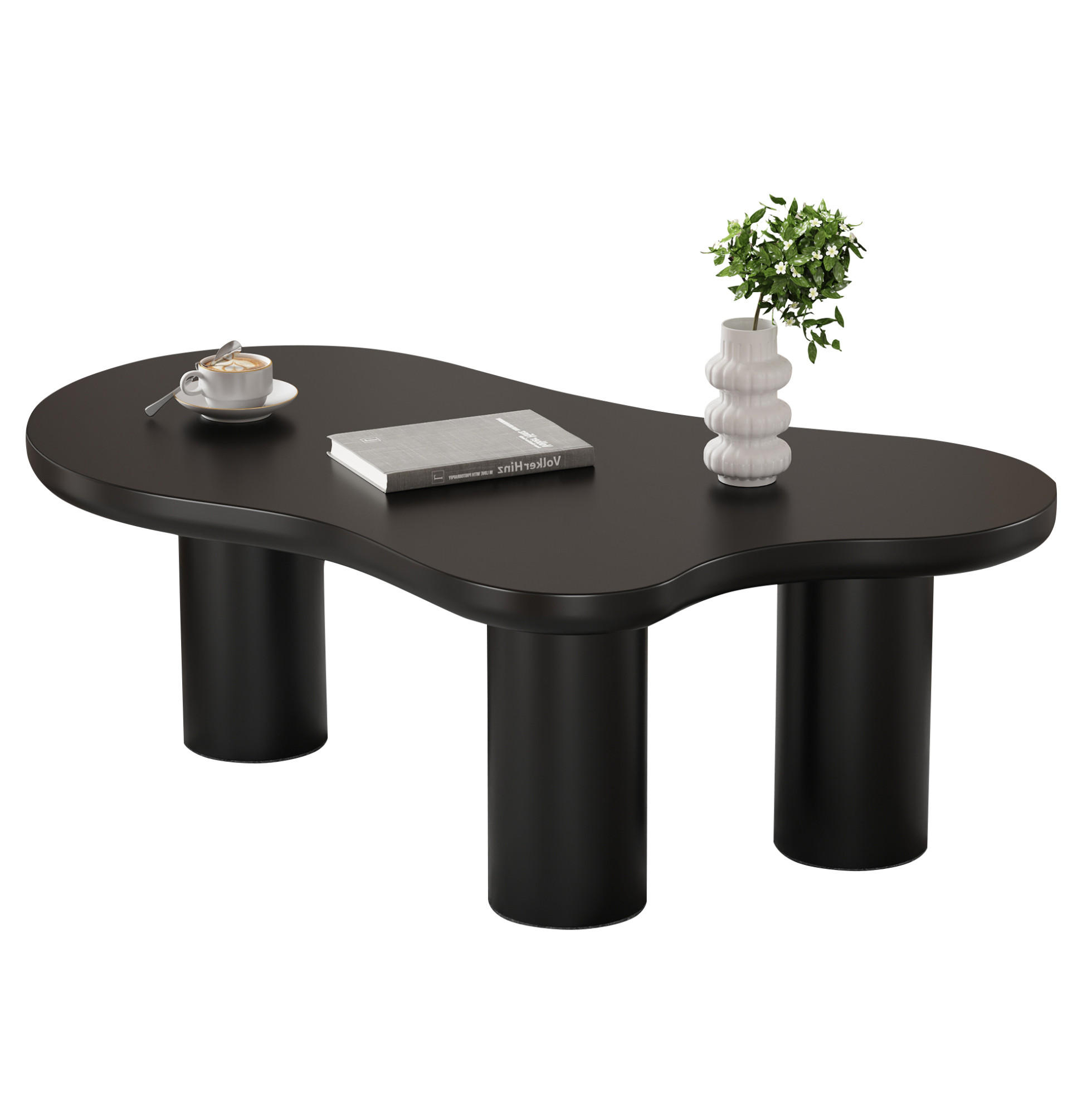 Redom KONFERENČNÍ stolek 107/66/40,5 cm s deskou z MDF, plstěnými podložkami a stabilními nohami, Černá