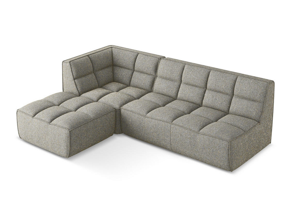ECKSOFA Beidseitig Strukturstoff Stoff Beige - Beige/Schwarz, Kunststoff/Textil (258/178cm) - Makamii