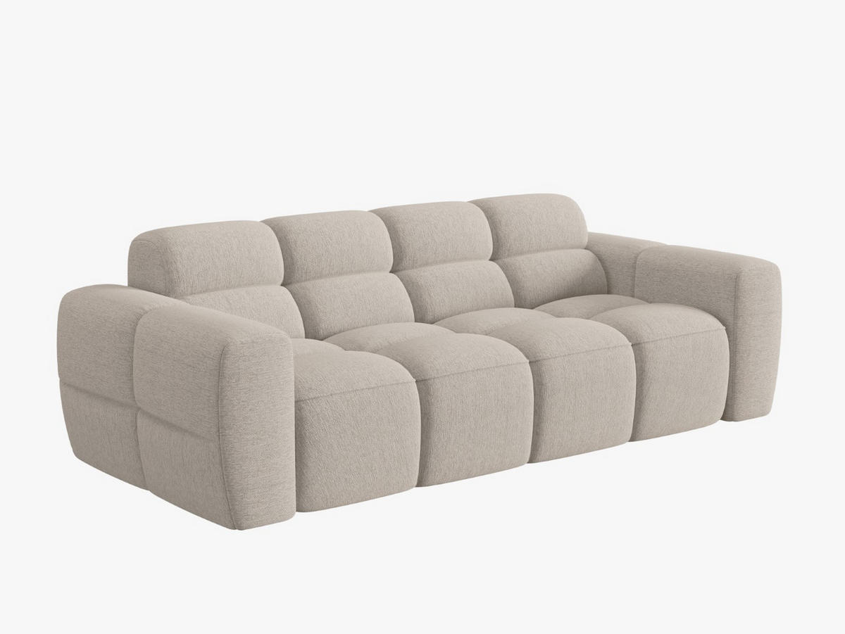 SOFA Lisa aus strukturiertem Stoff sand 3 Sitzplätze - Sandfarben, Textil (101/77/216cm) - Micadoni