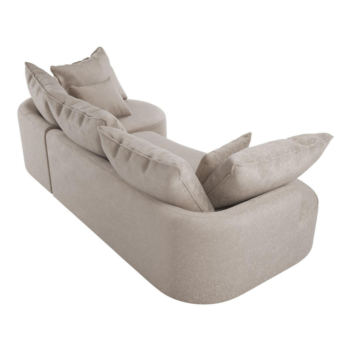 SOFA Tirano Samt Beige mit Ottomane rechts - Beige, Textil (300/102cm) - Juskys