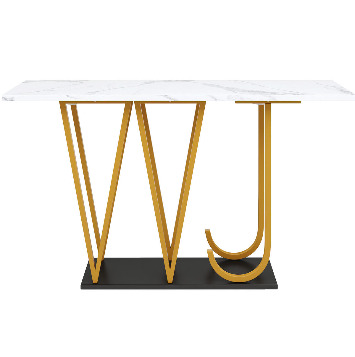 BEISTELLTISCH aus MDF und Metall 120x29,5x80 cm Weiß/Schwarz/Goldfarben mit Stauraum und Marmoroptik - Weiß, Holzwerkstoff (120/29.5/80cm) - Modfu