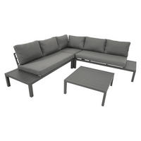 LOUNGE-SET Solihull - Sitzgruppe 4-teilig aus gebürstetem Aluminium, Tischplatte und Armlehnen aus Kunstholz dunkelgrau - Grau, Metall - TPFGarden