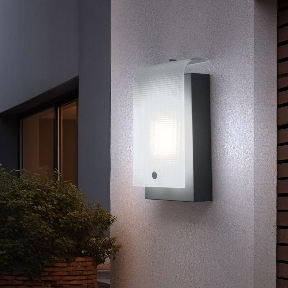 LED AUSSEN-WANDLEUCHTE Stahl Silber - Silberfarben, Glas (7/22.5/12cm)