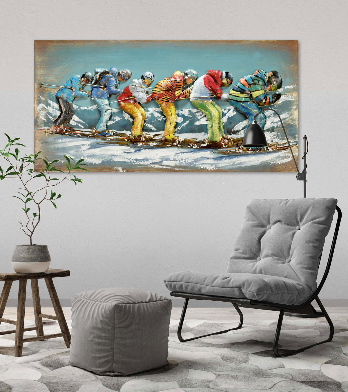 METALLBILD Blau 120/60 cm - Blau, Metall (7.4/60cm) - KUNSTLOFT