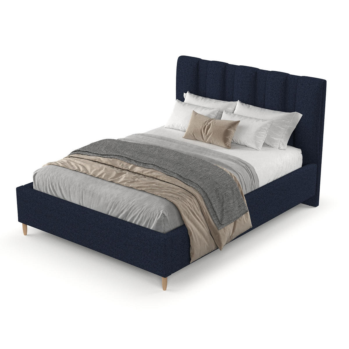 POLSTERBETT Loom 180/200 cm Marineblau im Riva Stoff - Naturfarben/Dunkelblau, Holz/Holzwerkstoff (180/200cm) - AltaBeds