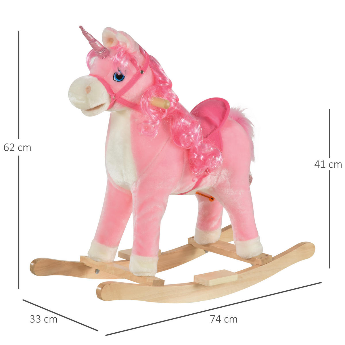 SCHAUKELPFERD DE-18222 mit authentischen Geräuschen Rosa - Pink, Holzwerkstoff (33/62/74cm) - ComfortXL