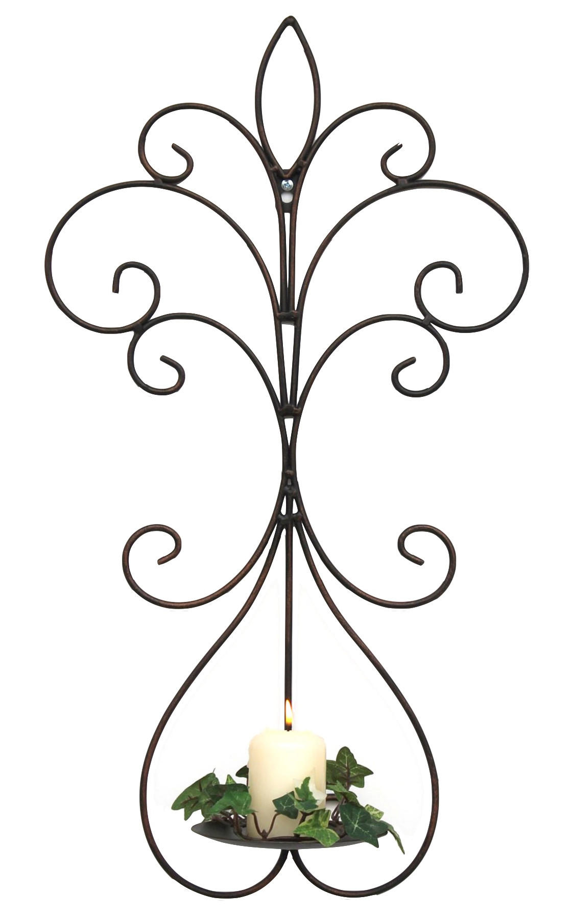 WANDKERZENHALTER Wand Metall Antik Schwarz 58 cm - Braun, Metall (32/58/16cm) - DanDiBo