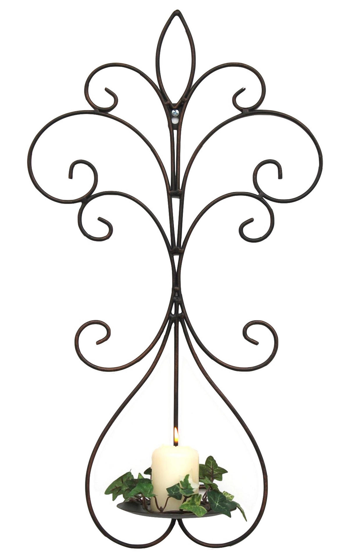 WANDKERZENHALTER Wand Metall Antik Schwarz 58 cm - Braun, Metall (32/58/16cm) - DanDiBo