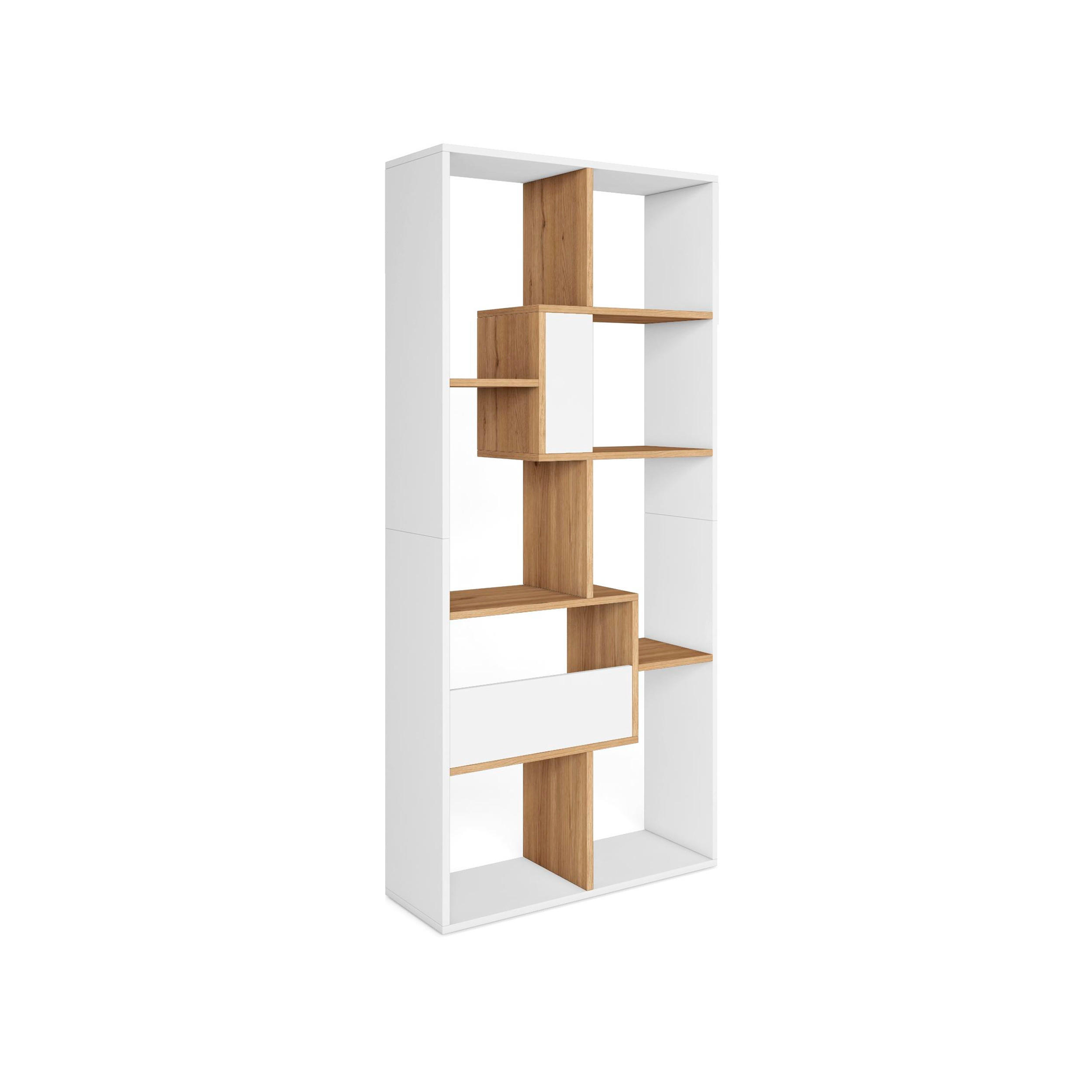 Skraut Home Regal Weiß, Eiche 67x162x31 cm